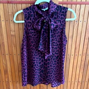 Parker Purple Tie Front Sleeveless Blouse